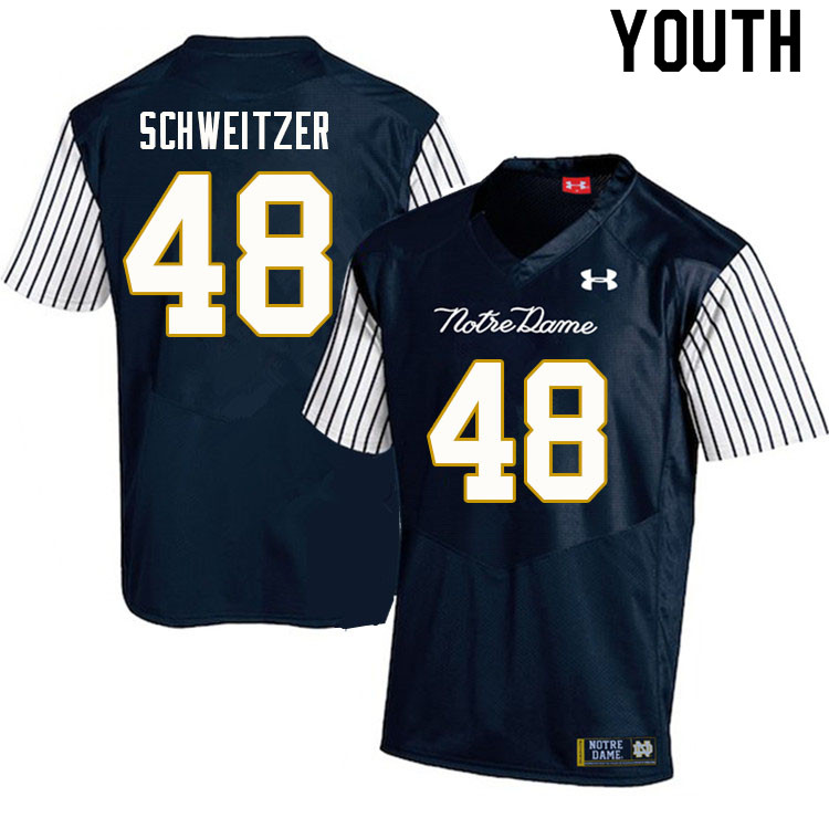 Youth NCAA Notre Dame Fighting Irish #48 Will Schweitzer Stitched College Under Armour Authentic Navy Alternate Football Jersey ZD10D87WP